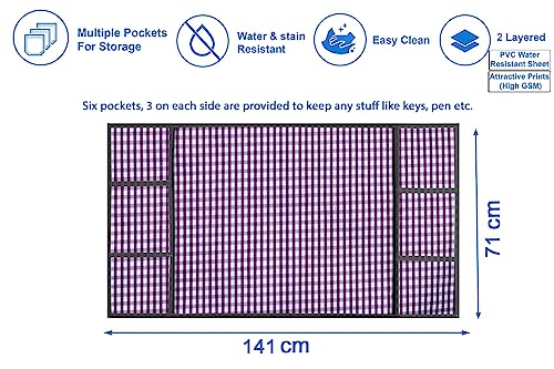 Image of Stylista Refridgerator top Cover Suitable for Samsung RS76CG8003S9HL, 653 Liter Fridge, Dimension (WXD) 71x141 CM, Pin Check Pattern Voilet