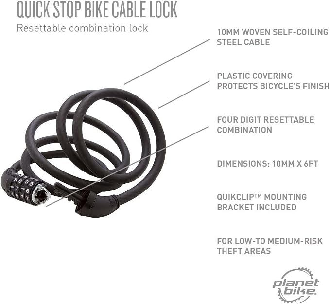 Candado de bicicleta con combinación Planet Bike Quick Stop miniatura 4