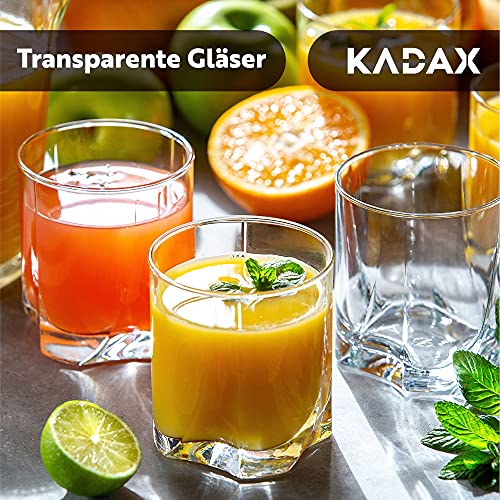 KADAX Drinkglazen van hoogwaardig glas, set van 6 waterglazen, dikwandige sapglazen, geribbelde glazen voor water, drankjes, sap, party, cocktailglazen, drankglazen (laag, 365 ml) - Image 3
