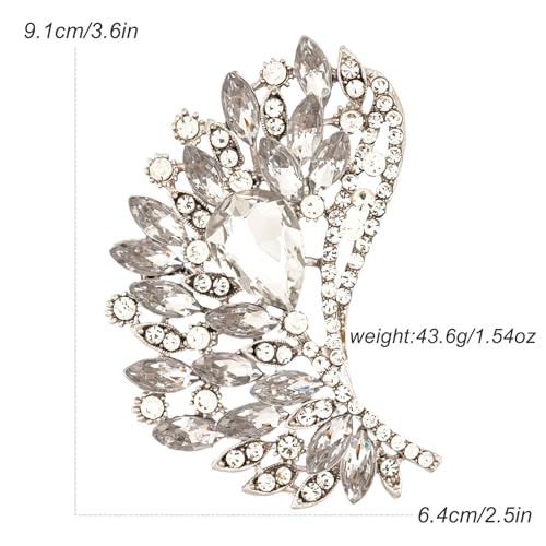 Image of Rhinestone Crystal Big Large Brooch Pin Jewerly Accessory Wing shape Gold Tone