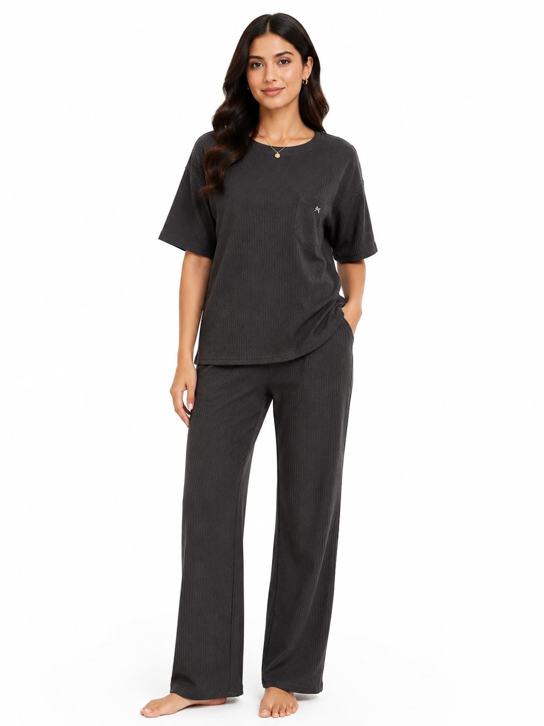 Gautam Ent. Co-ord Set for Women Viscose Solid | Top Pant With Pocket Co-Ord Set | Two Piece Matching Outfit | Round Neck Half Sleeves Coord | Stylish Indo Western Clothing-image-49