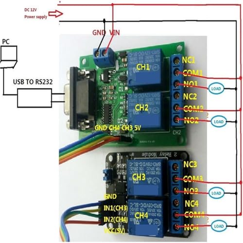 Relais port série TB351 télécommande 4 canaux module de commande 12V - 4