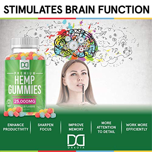 (25,000mg) Hemp Gummies for Migraine Pain Relief Anxiety Stress Sleep Inflammation Calm Extra Strength Gummy for Adults, Relaxing Restful Natural Mood Hemp Gummy Bear Edibles Candy 120 Gummies - Thumbnail 5