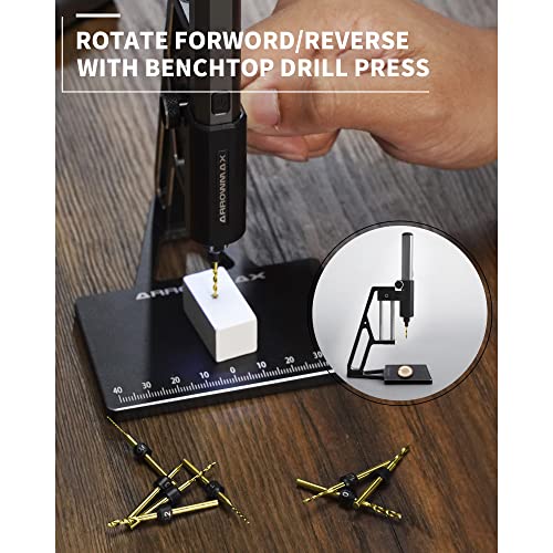 Arrowmax Mini Electric Drill 15 In 1 With Benchtop Press, Oled Display, Led Lights, Gyroscopic, Cordless, 10 Hss Drill Bits, 3/32-Inch, Keyless Chuck, 5 Variable Modes (Sds Pro Plus) #TOP1