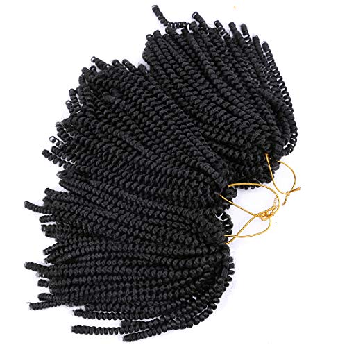 3 Packs Spring Twist Crochet Braiding Hair Synthetic Hair Extensions Bomb Twist 8 Inches 110Gram/Pack (1B#)