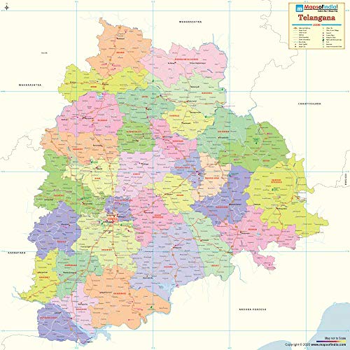 Telangana Map With Directions Telangana Detailed Political Map - 2020 Edition (36"W X 36"H) : Amazon.in:  Office Products