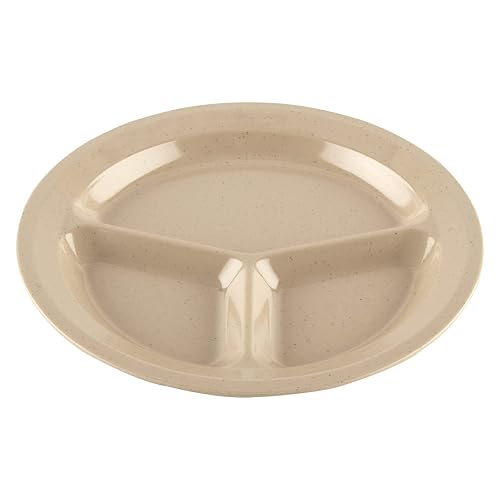 Vista 48 de G.E.T. CP-530-T Tan 9" 3-Compartment Plate, Break Resistant Dishwasher Safe Melamine Plastic, Supermel Collection (Pack of 12)