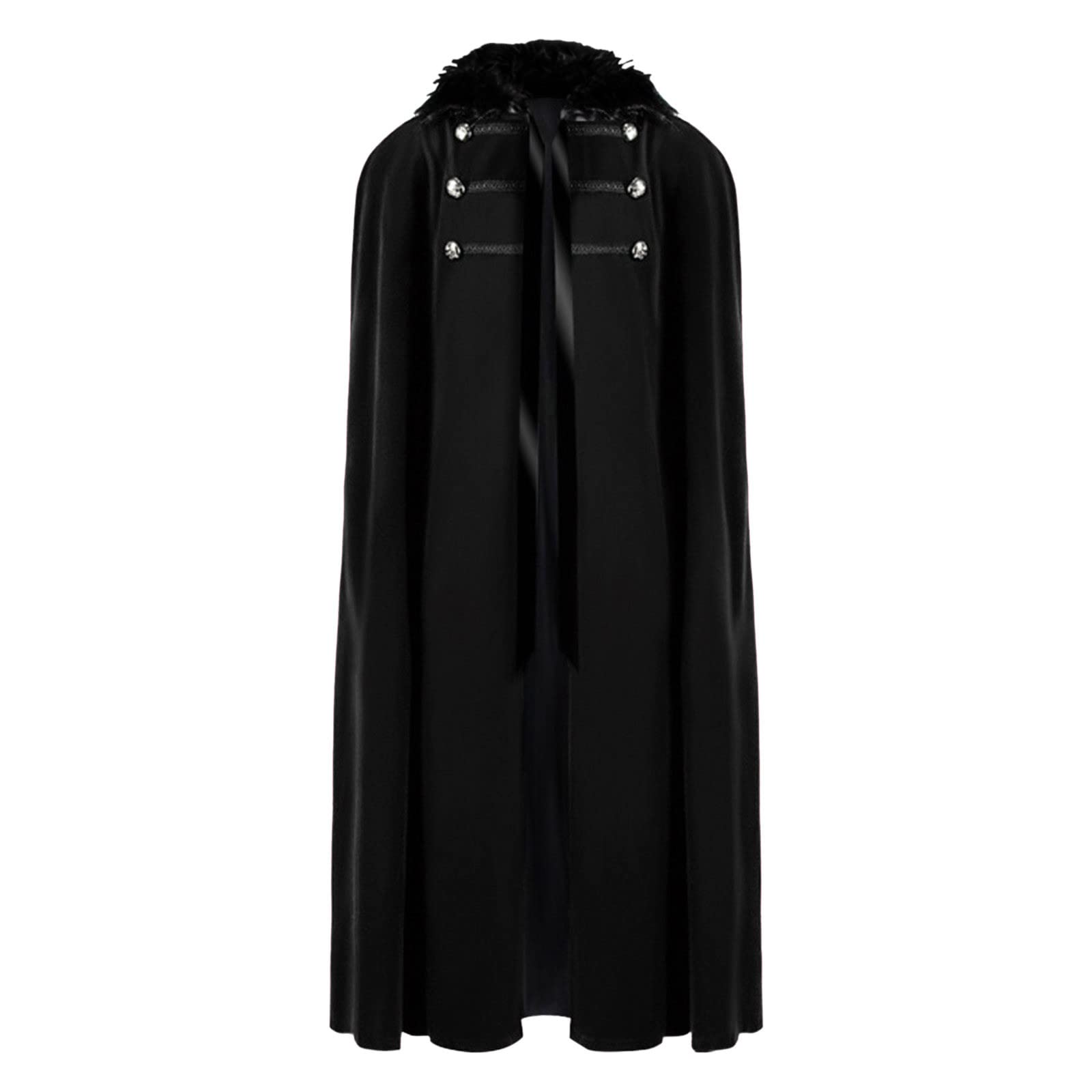 Cappotti da uomo in misto lana maschile Halloween vintage Steampunk con lacci mantello cappotto con cappuccio in peluche solido mantello giacca invernale per uomo alto
