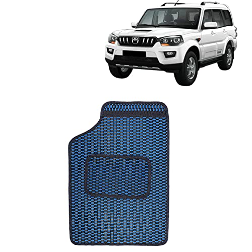 Image of Kingsway Dotted Design Car Floor Foot Mats Universal Fit for Mahindra Scorpio, Model Year : 2014-2018, Water and Dustproof, Color Blue, Set of 5 Pieces
