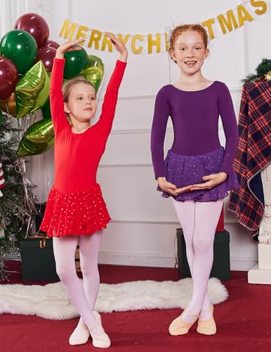 Image of Arshiner Kids Girls Classic Long Sleeve Leotard Dance Ballet Dress