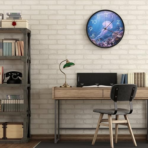 Horloge méduse silencieuse de 25 cm blanche sans tic-tac - 7