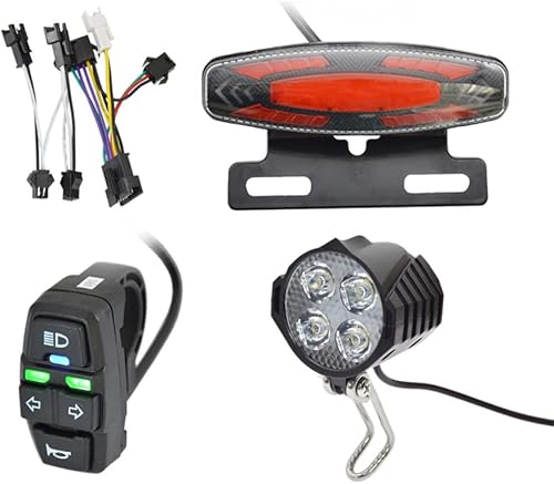 Miniatura 1 de TEQIN Ebike - Juego de luces delanteras y traseras, 24 V a 48 V, luces de advertencia delanteras y traseras, focos LED nocturnos, piezas de