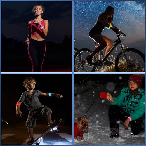 Wrymish LED Armband, 6 Stück Leuchtband Joggen für Kinder Erwachsene, Sicherheit Leuchtarmband, Reflektorband mit Blinkende LED Light für Nachtlaufen Radfahren Hundewandern Partys Konzerte(6 Farben)