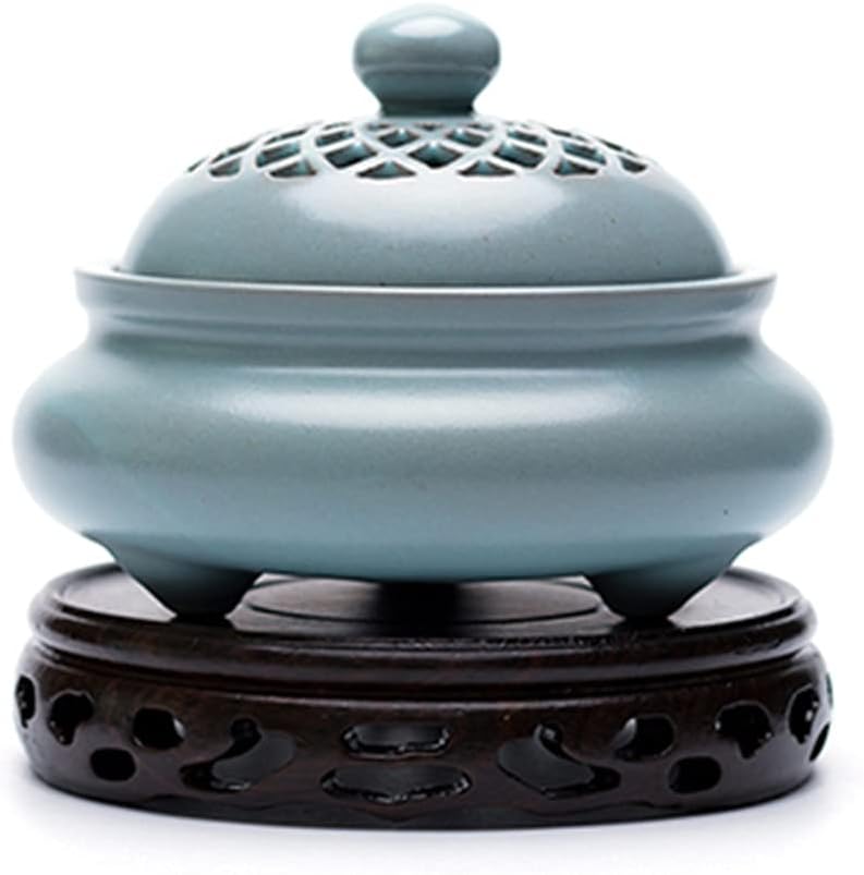 Large Ceramic Incense Holder 2 and 4 s Coil Incense Burner Tea House Decoration Sandalwood Cone Censer Ceramic Crafts (Color : Gray, Size : 4.7inch*3.4inch*3.3inch) (Gray 4.7inch*3.4inch*3.3inch)