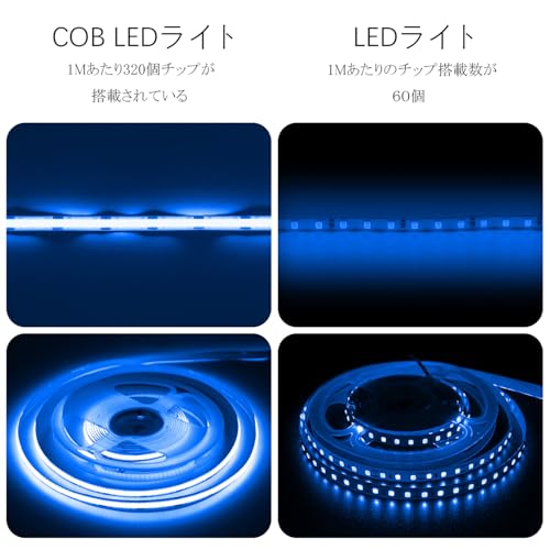 Image of iNextStation 16.4FT Bule COB LED Strip Lights No DC12V Plug Only LED Strips | 1600LEDS CRI 93+ LED Light Strip, 8mm Width LED Tape Lights, LED Lights for Home, Bedroom, Cabinet, Home DIY Lighting Decor