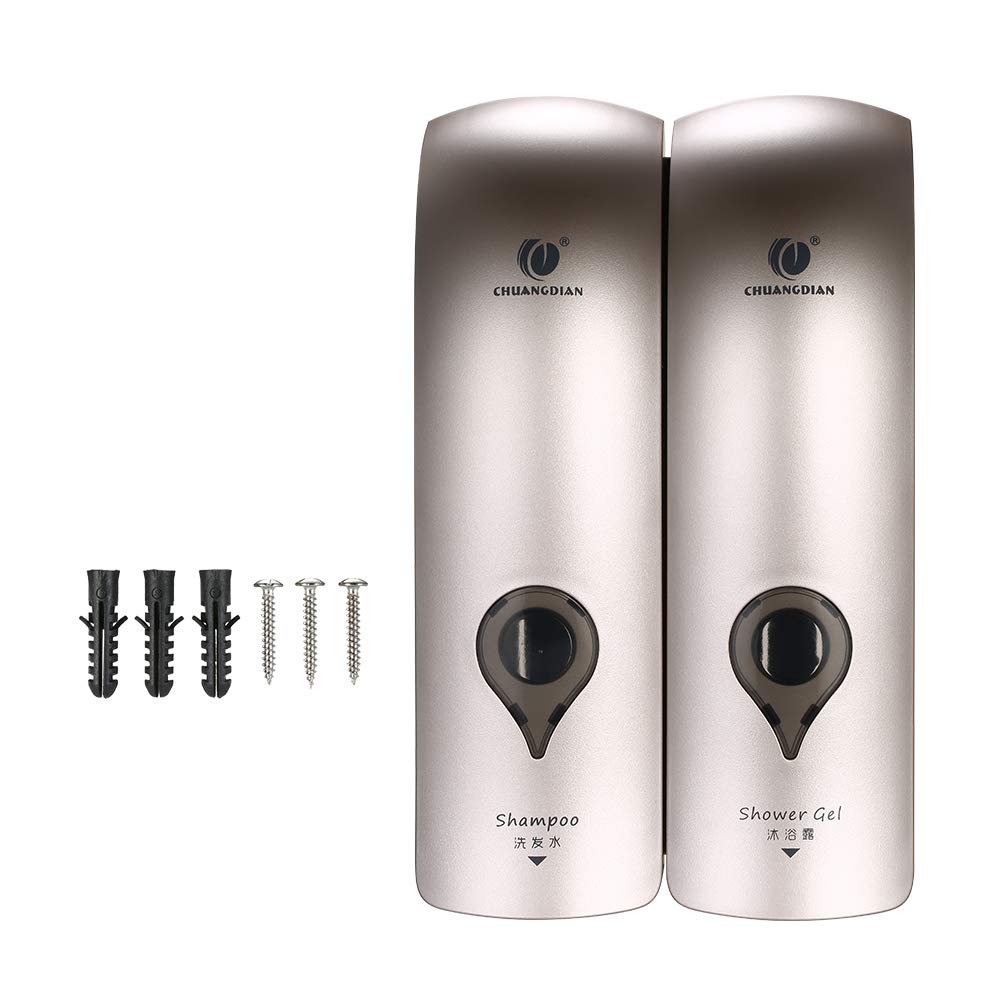 Decdeal - Dispensador de jabón Doble para baño, 2 x 300 ml, champú y Gel de Ducha,