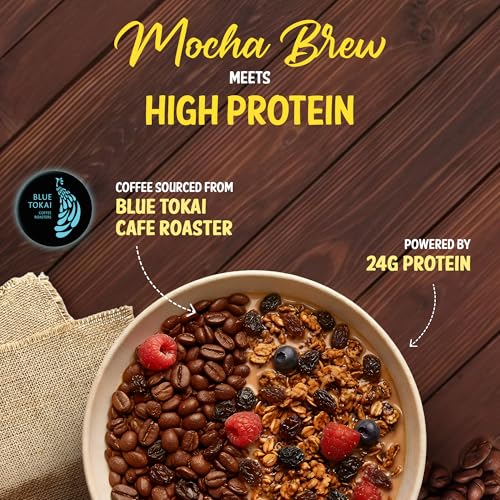 Image of MuscleBlaze High Protein Muesli (Blue Tokai Mocha Brew, 1kg) | 24g Protein | With Raisins, Almonds & Super Seeds, High Protein Breakfast Cereals