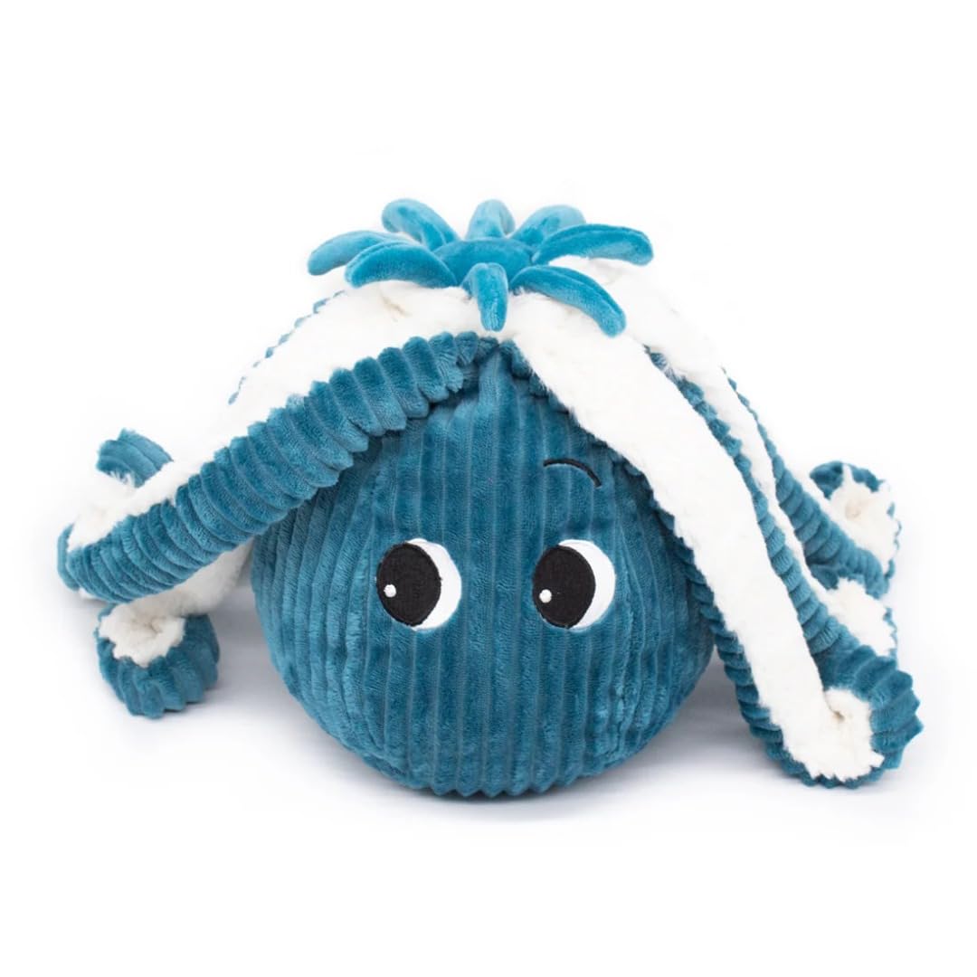 LES DÉGLINGOS Ptipotos by Hilou el Pulpo mamá y su bebé – Peluche bebé – Regalo de Nacimiento – 65 cm – Azul