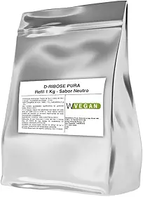 WVegan D-Ribose Pura 1Kg Refil, Sabor Neutro, Vegano, Suplemento em Pó, 200 Doses D Ribose