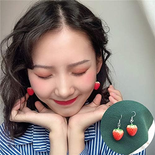 Cute Red Strawberry Dangle Drop Earrings Simulated 3D Fruit Strawberry Earrings Sweet Strawberrys Resin Earring Birthday Party Christmas Halloween Jewelry for Women - Image 3