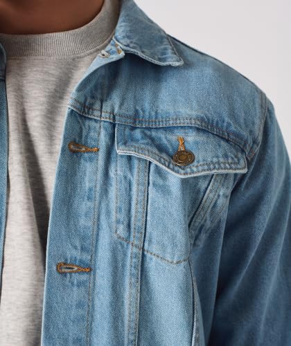 Image of JMOJO Jean Jacket Men - Button Down Trucker Style with Functional Pockets - Classic Mens Denim Jackets for Casual Outfits