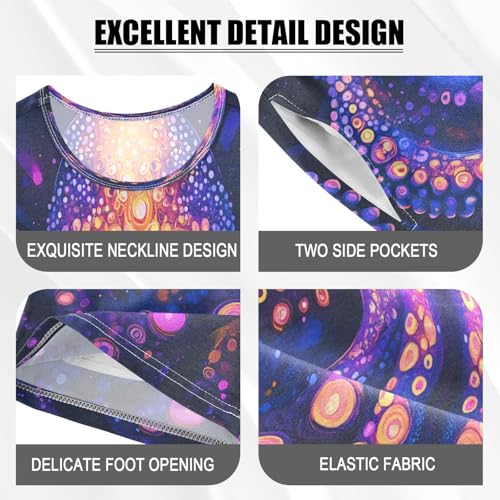 ALAZA Octopus Magic Kraken Pajamas Set Short Sleeve Cotton Sleepwear Summer Pjs 2 Piece 5-14Y4