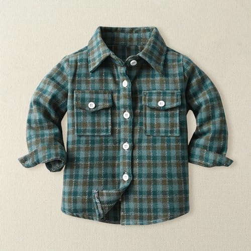 Toddler Flannel Plaid Shirt Jacket Button Down T-Shirt Long Sleeve Shirts Tops Baby Boys Girls Shacket Outfits Fall2