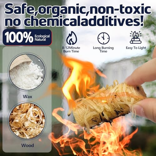 Fire Starter 72Pcs - Extra Long 12min Natural Fire Starters for Grill, Fireplace, Camping & Survival Kit | Waterproof, Odorless, Safe for BBQ/Pizza Oven/Chimney (Indoor & Outdoor) - Image 3