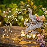 Brightown Solar-Elephant-Garden-Decor-Statue with Succulent & Watering LED Lights, Waterproof Outdoor Decor for Patio, Lawn, Balcony & Yard Decorations Outdoor, Unique Mothers Day Gifts for Mom Women