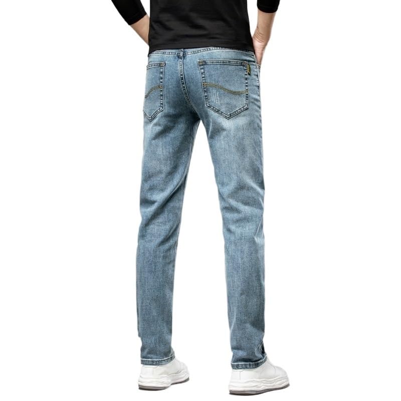 Spring and Autumn Office Jeans Vintage Cotton Stretch Straight Leg Jeans Men's Pants2