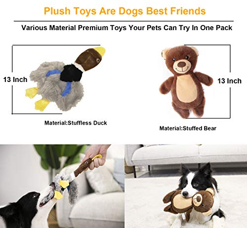 IOEN 10 Pack Durable Dog Chew Toys for Medium Large Dogs/Aggressive Chewers,No Stuffing Squeaky Plush Dog Toy,Dog Power Teething Rubber Bone Toys,Tough Dog Rope Toys(Multi-Colored) (10 Pack) - Thumbnail 4