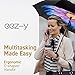 EEZ-Y Reverse Umbrella - Large, Inverted Umbrellas for Rain w/C-Shaped Non-Rust Handle for Men & Women, Windproof & Water Resistant - Purple Dream