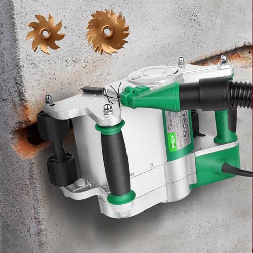 TYH Macchina per scanalature a Muro, con Lame da 35 mm e 25 mm, scanalatrice elettrica da 1600 Giri/min, profondità Regolabile da 15 a 30 mm, Tagliapiastrelle, per Mattoni e Granito, 1100 W