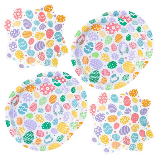 El Mejor Listado de Pascua los 5 más buscados. 42 Platos y Servilletas de Papel Set para Pascua 60 piezas huevo de pascua Platos de fiesta desechables Servilletas de papel