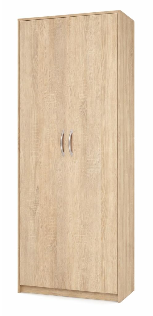 Armoire Multi-usages avec 2 Portes et 8 Compartiments - Bibliothèque - Armoire de Bureau - Armoire de ménage - 180 x 74 x 35 cm (Sonoma)
