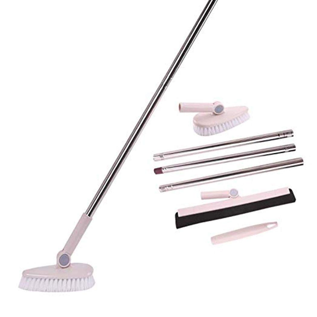 GUIGSI 180 Degree Floor Brush Scrubber Removable Adjustable Long Handle Stiff Bristle Recesses and Grout Brush for Tile Tub Bathroom wall Kitchen