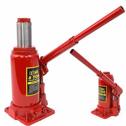 Image of XtremepowerUS 8 Ton Hydraulic Bottle Jack, Heavy-Duty Car Lift Jack with Long Handle, 16,000 lb Capacity for Cars, SUVs, Pickup Trucks, RVs, Trailers, Garage & Auto Repair, Red