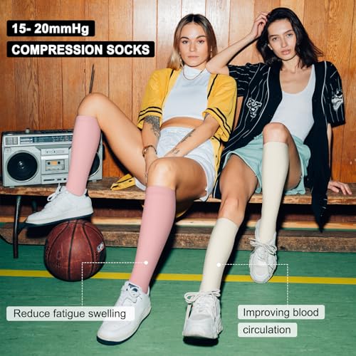 Image of Iseasoo 4 Pairs Compression Socks for Women Circulation-Best Support for Nurses,Running,Athletic,Travel