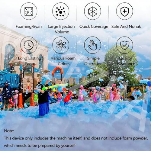 Grande machine à mousse, jet de mousse haute puissance de 1000 W, angle réglable pour les fêtes en plein air et les événements d'été pour enfants, distance effective de 6 à 10 m, couvre une zone de 80