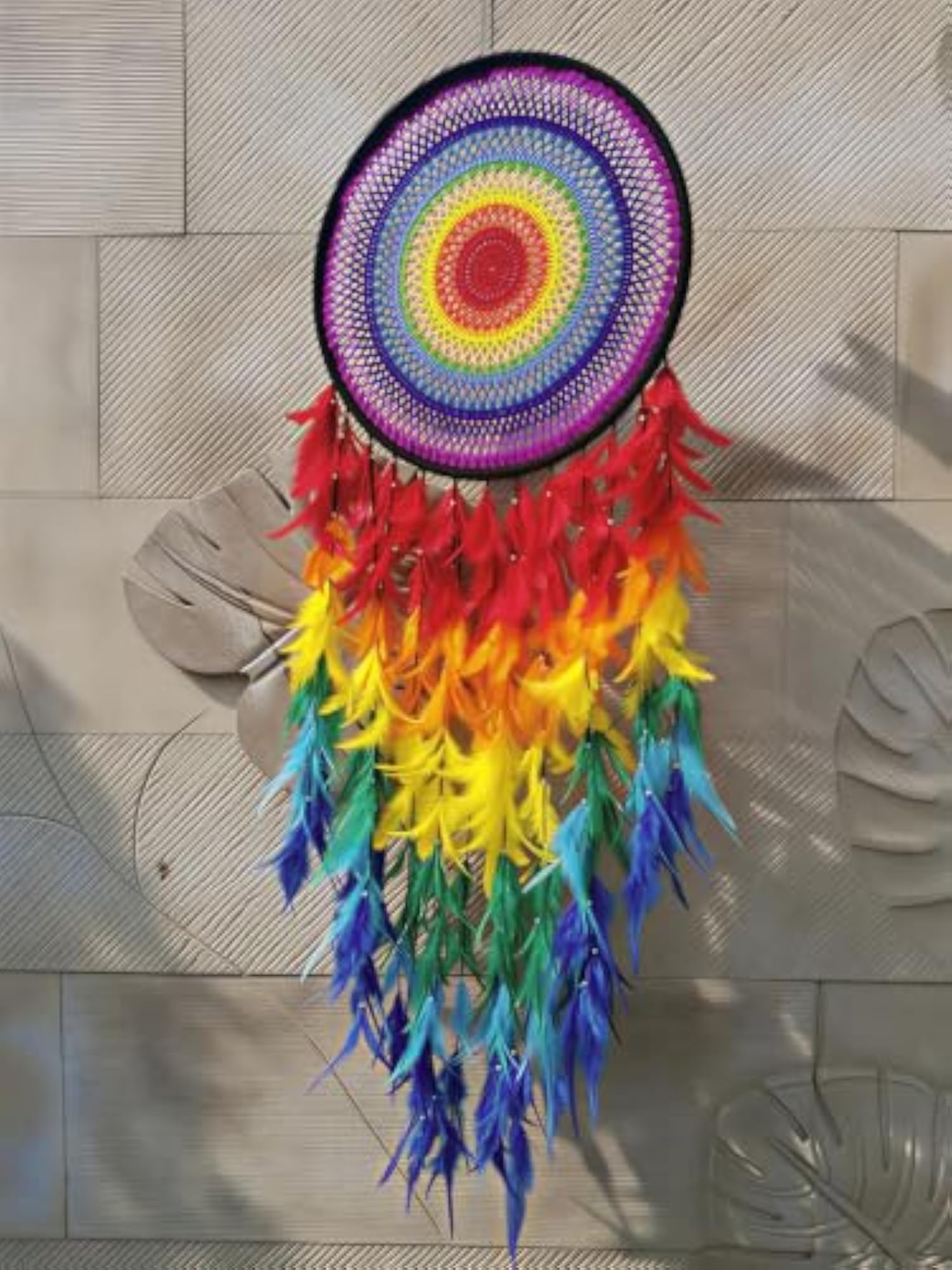 Rainbow Aura Dreamcatcher, Handcrafted Boho Style