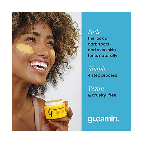 Gleamin-Turmeric-Vitamin-C-Clay-Mask-Mask-Brush-Clay-Face-Mask-with-Aloe-Vegan-Blemish-Treatment-Brush-Helps-Improve-Appearance-of-Dark-Spots-Scarring-No-Mix-Ready-to-Apply-21-Oz Gleamin Vitamin C Clay Mask for Dark Spots,10-Minutes Turmeric Clay Face Mask Skin Care, Deep Cleansing Pores - Facial Improves Uneven Tone, Post-Blemish, Visibly Brighten, Scarring & Texture - 2.5 Oz