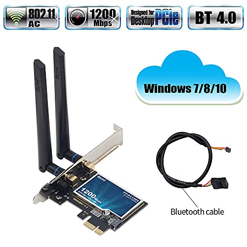 Fenvi Pcie Network Card 1200Mbps Desktop Wireless-Ac Pci-E Dual Band Gigabit Wi-Fi Adapter 802.11Ac 5Ghz 867Mbps 2.4Ghz 300Mbps Bt4.0 For Pc Windows #TOP1