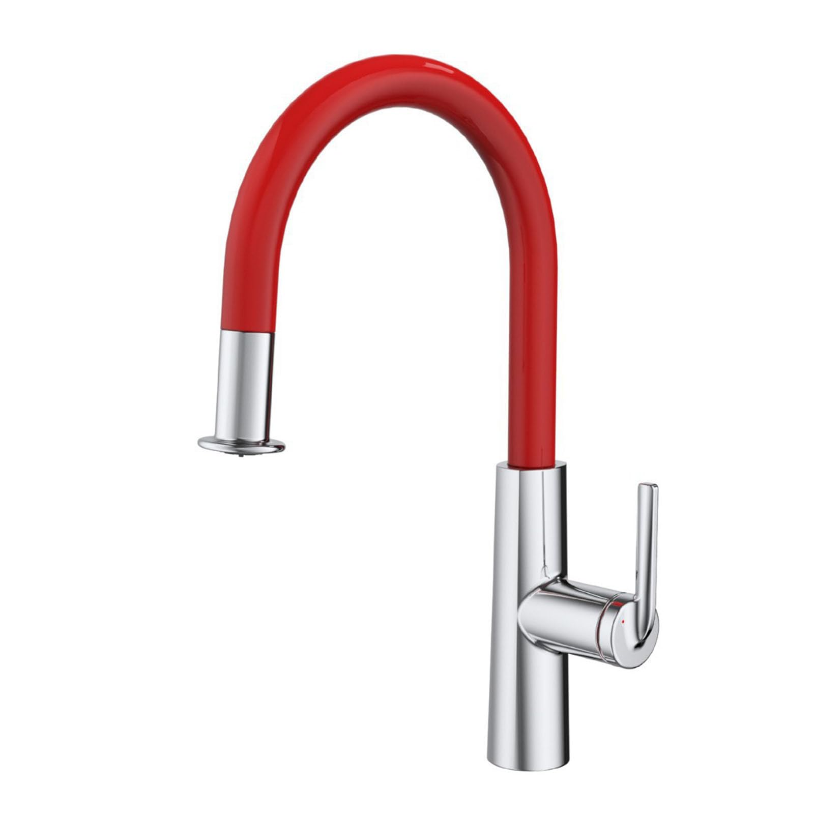 Grifo Fregadero Extensible Monomando Cuello de Cisne Grifo Cocina Caño Alto 2 Modos,rojo
