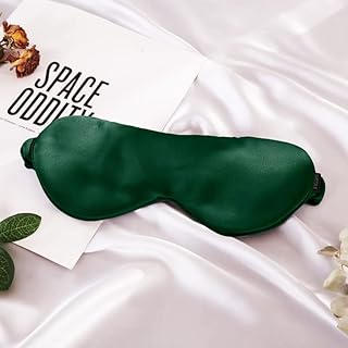 THXSILK Sleep Mask 100% 22 Momme Pure Mulberry Silk Super Smooth Cooling Eye Mask Blackout for Women/Man/Kids Eye Cover with Wide Head Strap Good Night Sleep Comfortable Travel and Nap Emerald Green