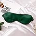 THXSILK Sleep Mask 100% 22 Momme Pure Mulberry Silk Super Smooth Cooling Eye Mask Blackout for Women/Man/Kids Eye Cover with Wide Head Strap Good Night Sleep Comfortable Travel and Nap Emerald Green