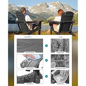 SERWALL Foldable Adirondack Chair Set of 6, HDPE Adirondack Chair with Wood-Texture-Gray SERWALL Foldable Adirondack Chair Set of 6 HDPE Adirondack Chair with Wood Texture Gray