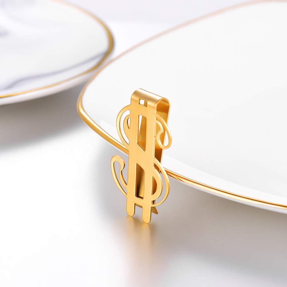 PROSTEEL Herren Geldscheinklammer 18k vergoldet Geldclip mit Dollar Zeichen Halter für Visitenkarte Kreditkarte Geldscheine Brieftasche Vatertag Neujahr