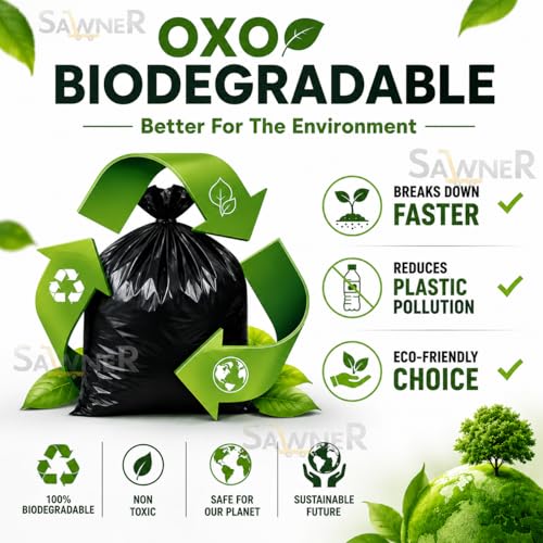 Image of Garbage Bags 19 x 21 Inch Medium Size, 120 Bags (4 Rolls), Black Dustbin Bags, Leak Resistant Trash Bags for Kitchen, Bathroom & Office