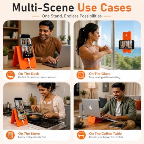 Image of ZORBES Foldable Double-Sided Usable Silicone Phone Holder with Suction | Multi-Position Adjustable Non-Slip Mobile Phone Mount Suitable for Tablets, Treadmills, Desks