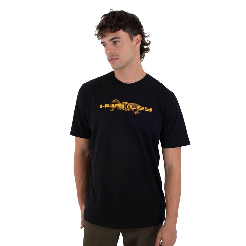 Hurley Mens Short Sleeve The Globe T-Shirt, Black, M EU
